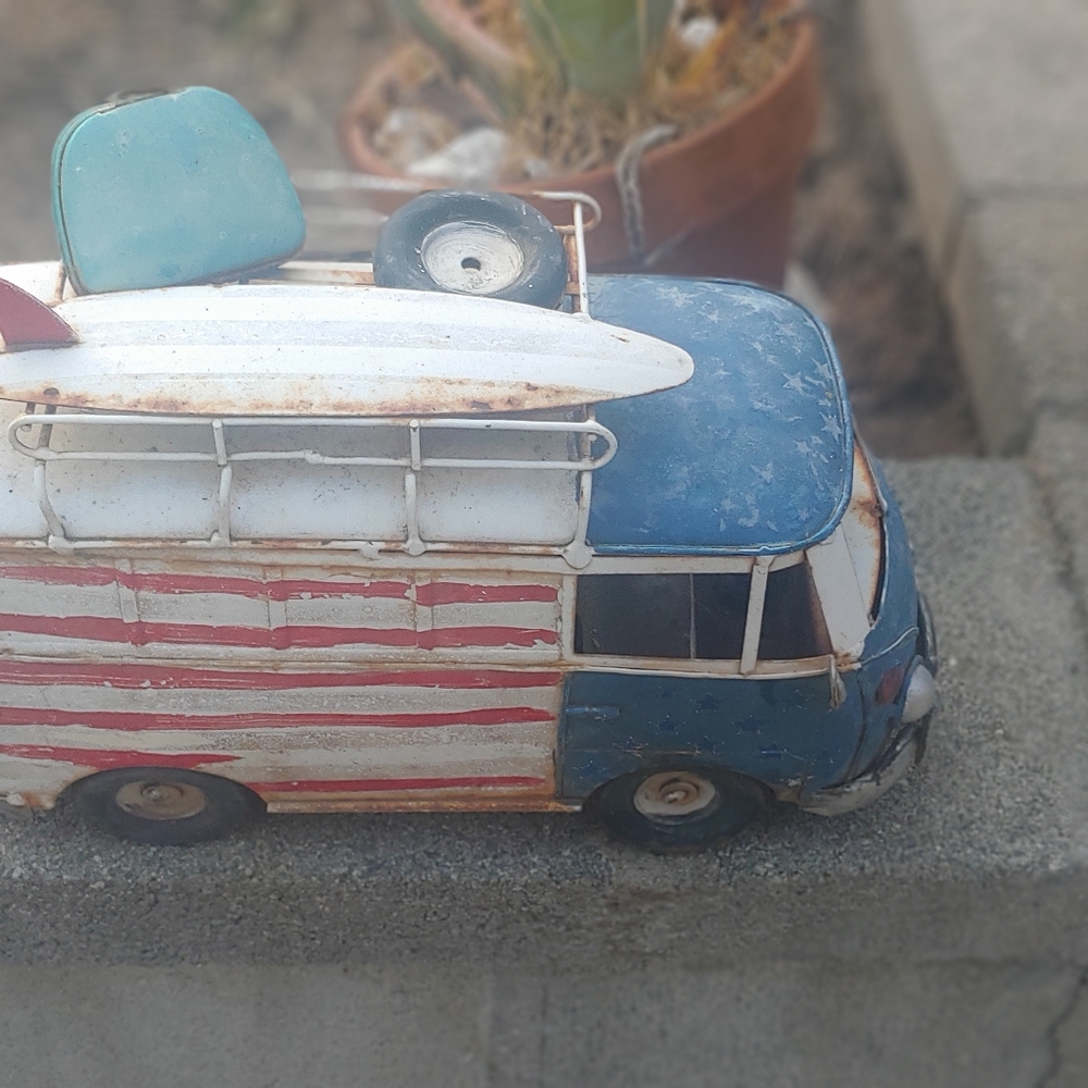 VW Hippie van with luggage and accessories